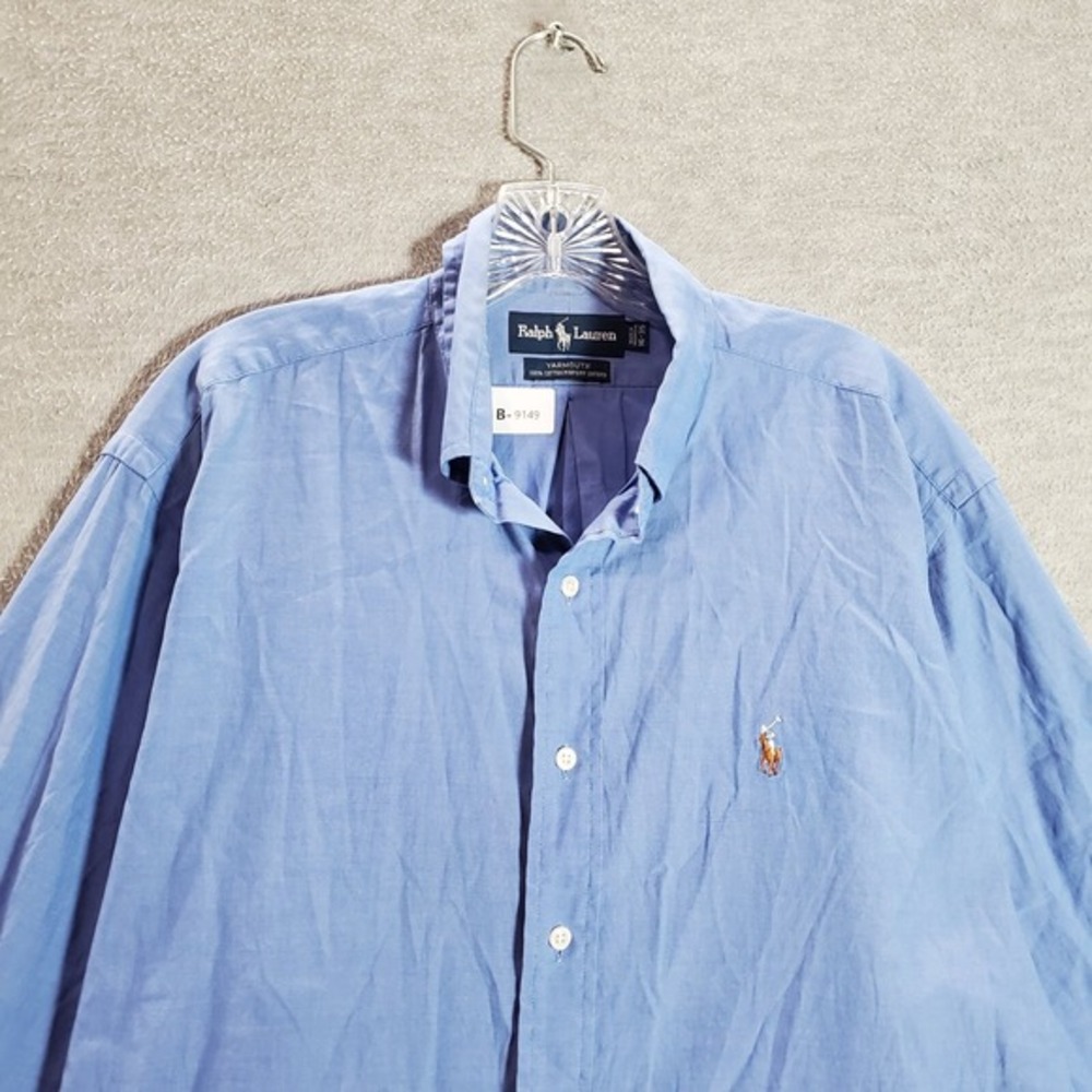 VINTAGE Ralph Lauren Men Button Up Shirt 16 Naked Pony Yarmouth Pinpoint Oxford - Picture 2 of 9